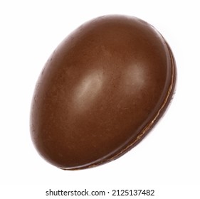 Chocolate Egg Isolated On White, Top View