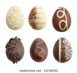 Chocolate Eggs Collection On White Background