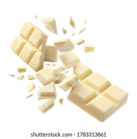 Chocolate explosion, pieces shattering on white background - Shutterstock ID 1783313861
