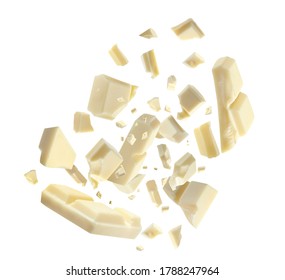 Chocolate explosion, pieces shattering on white background - Shutterstock ID 1788247964