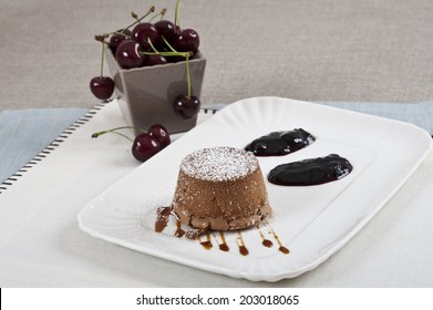 Chocolate Flan With Cherries 