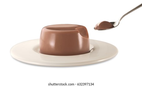 Chocolate Flan With Spoon