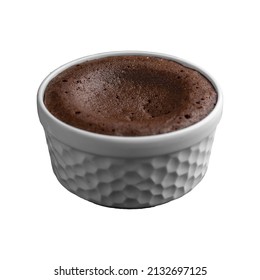 

Chocolate Fondant Cake In White Cup Isolated - Png 