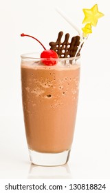 Chocolate Frappe,Iced Chocolate Drink With Cherry On Topping