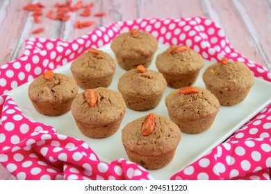 Chocolate Goji Berry Mini Muffins