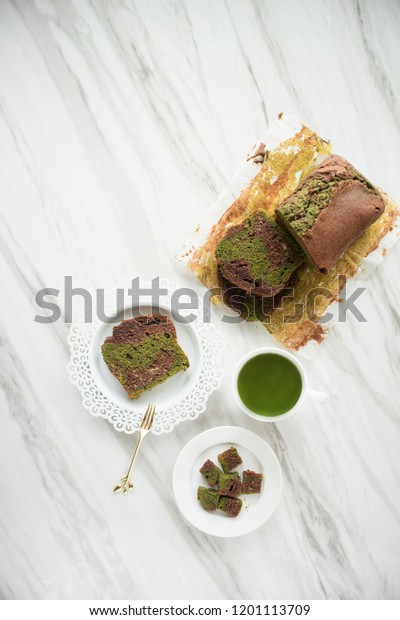 Chocolate Green Tea Marble Cake On Stock Photo Edit Now 1201113709