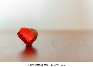 Chocolate Heart Half Open With Copy Space