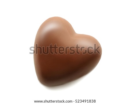 Chocolate heart on white background
