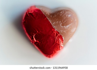 Chocolate Heart With Wrapping Half Open