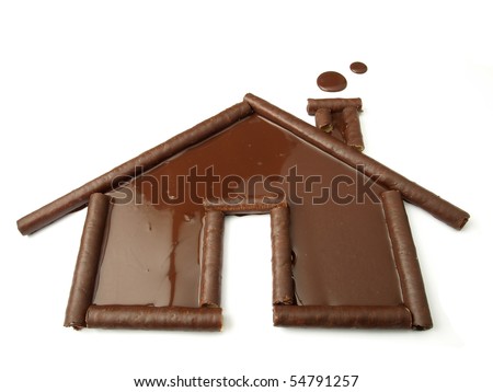 Chocolate house background, isolated on white