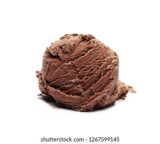 Chocolate Ice Cream Ball Isolated On White 