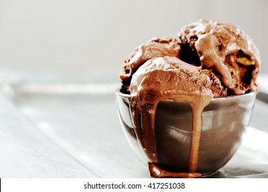 Chocolate Ice Cream In Bowl