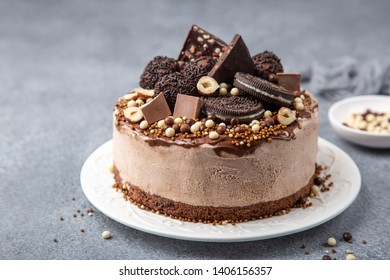 Chocolate Ice Cream Cake, Selective Focus