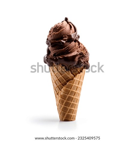 Chocolate ice cream cone isolated on a white background