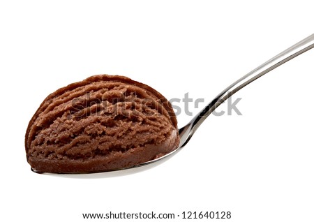 Chocolate Ice Cream Scoop Spoon Isolated Stock Photo (Edit Now