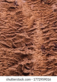 Chocolate Ice Cream Tub Texture Background, Macro Shot. Vertical