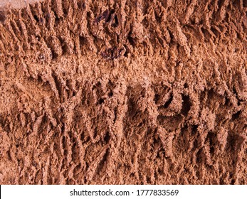 Chocolate Ice Cream Tub Texture Background, Macro Shot