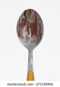 Chocolate Lick Spoon Isolated On White Background.                         