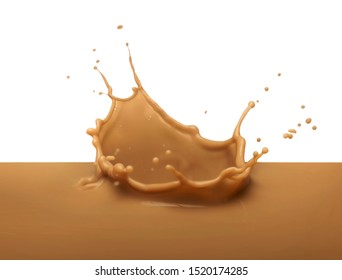 Chocolate Milk Or Milk Tea Splash On White Background 