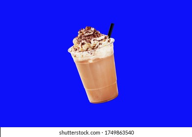 Chocolate Milkshake Ice Cream On Blue Background