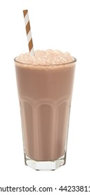 Chocolate Milkshake In A Tall Glass Isolated