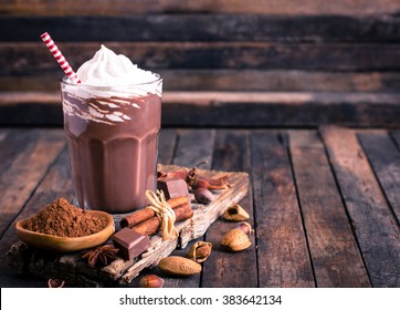 Chocolate milkshake with whipped cream - Shutterstock ID 383642134