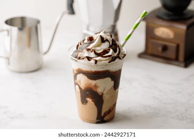 chocolate mocha frappe with whipped cream