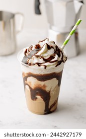 chocolate mocha frappe with whipped cream