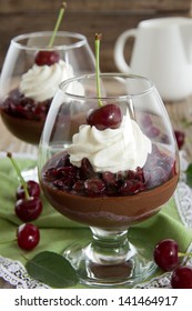 Chocolate Mousse With A Cherry.