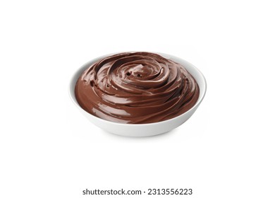 Chocolate mousse in dessert bowl on white background - Shutterstock ID 2313556223