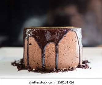 Chocolate Mousse Lava Cake On White Dish