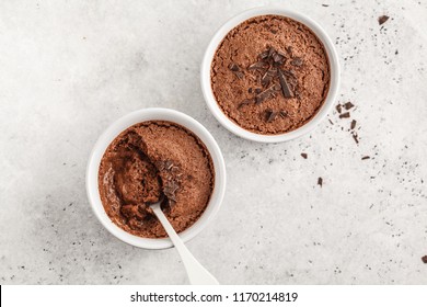 Chocolate Mousse (souffle) From Aquafaba. Vegan Chickpea Dessert. Clean Eating Concept.