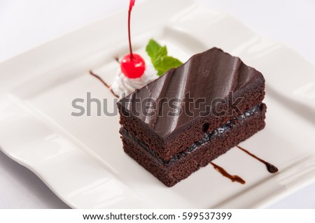 chocolate mud cake on white plate