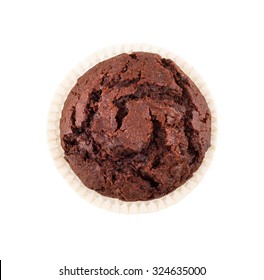 Chocolate Muffin Isolated On White Background. Top View.