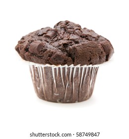 Chocolate Muffin Isolated On White Background