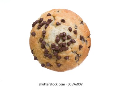 Chocolate Muffin From Top View Isolated On A White Background