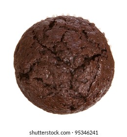 Chocolate Muffin From Top View Isolated On A White Background