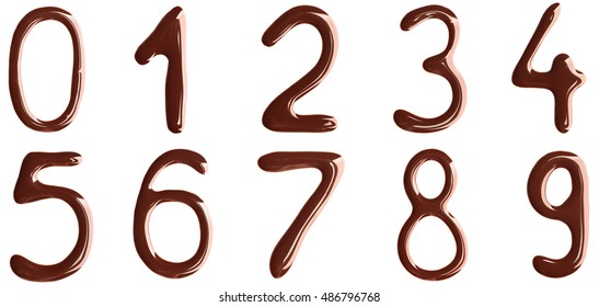 Chocolate Numbers On White Background