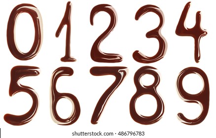 Chocolate Numbers On White Background