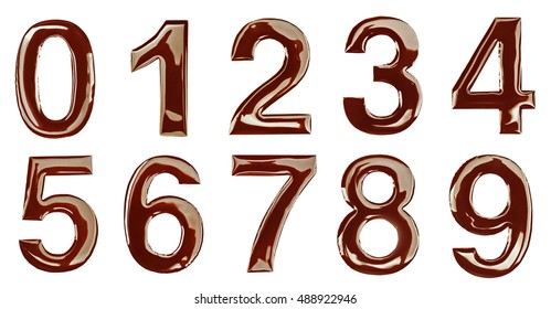 Chocolate Numbers On White Background