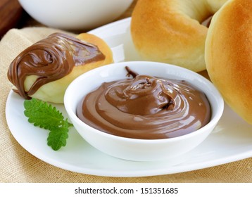 Chocolate Nut Paste (nutella) For Breakfast With Bread Rolls