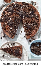 Chocolate Nutella Cheesecake With Chocolate Cookies