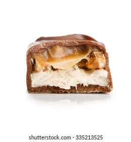 chocolate with nuts on a white background