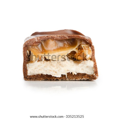 chocolate with nuts on a white background