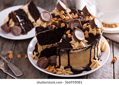 Chocolate Peanut Butter Cake With Frosting And Chocolate Glaze