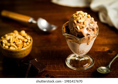 Chocolate Peanut Butter Ice Cream In A Glass