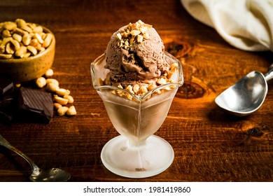 Chocolate Peanut Butter Ice Cream In A Glass