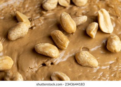 Chocolate peanut paste for a quick breakfast, peanut paste made from roasted peanuts and other ingredients