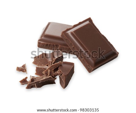 Chocolate was placed on a white background