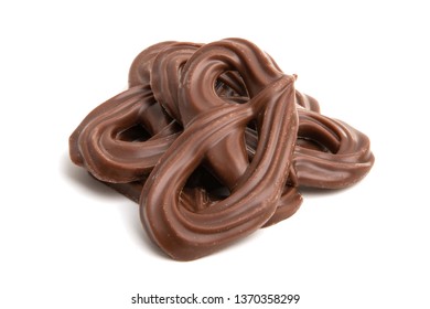 Chocolate Pretzels Isolated On White Background